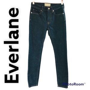 Everlane women Dark Blue Jeans mid rise skinny Cotton blend zip front Sz 24